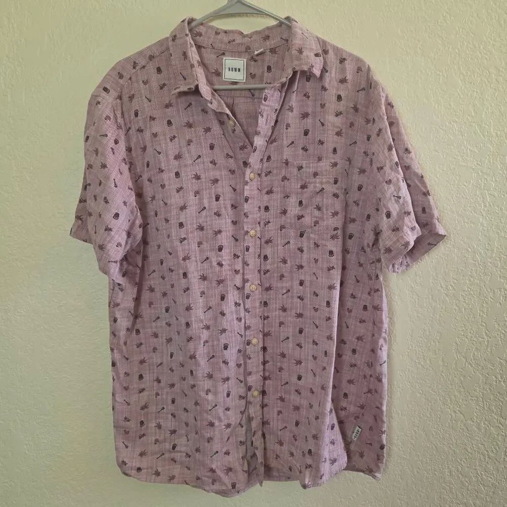 ROWM Hawaiian Print Button Down Shirt